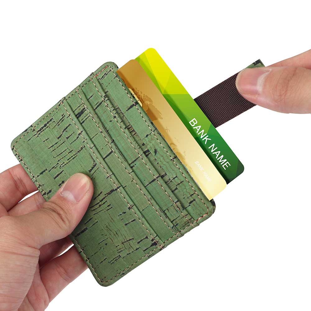Porta carte di credito in sughero verde Porta carte di credito-4