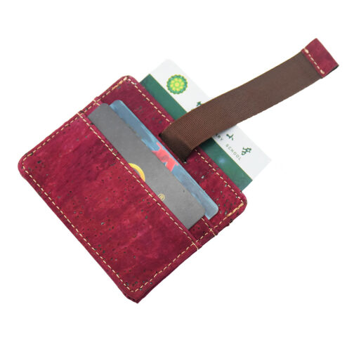 Wine Red Cork Card Holder Credit Card Wallet-4