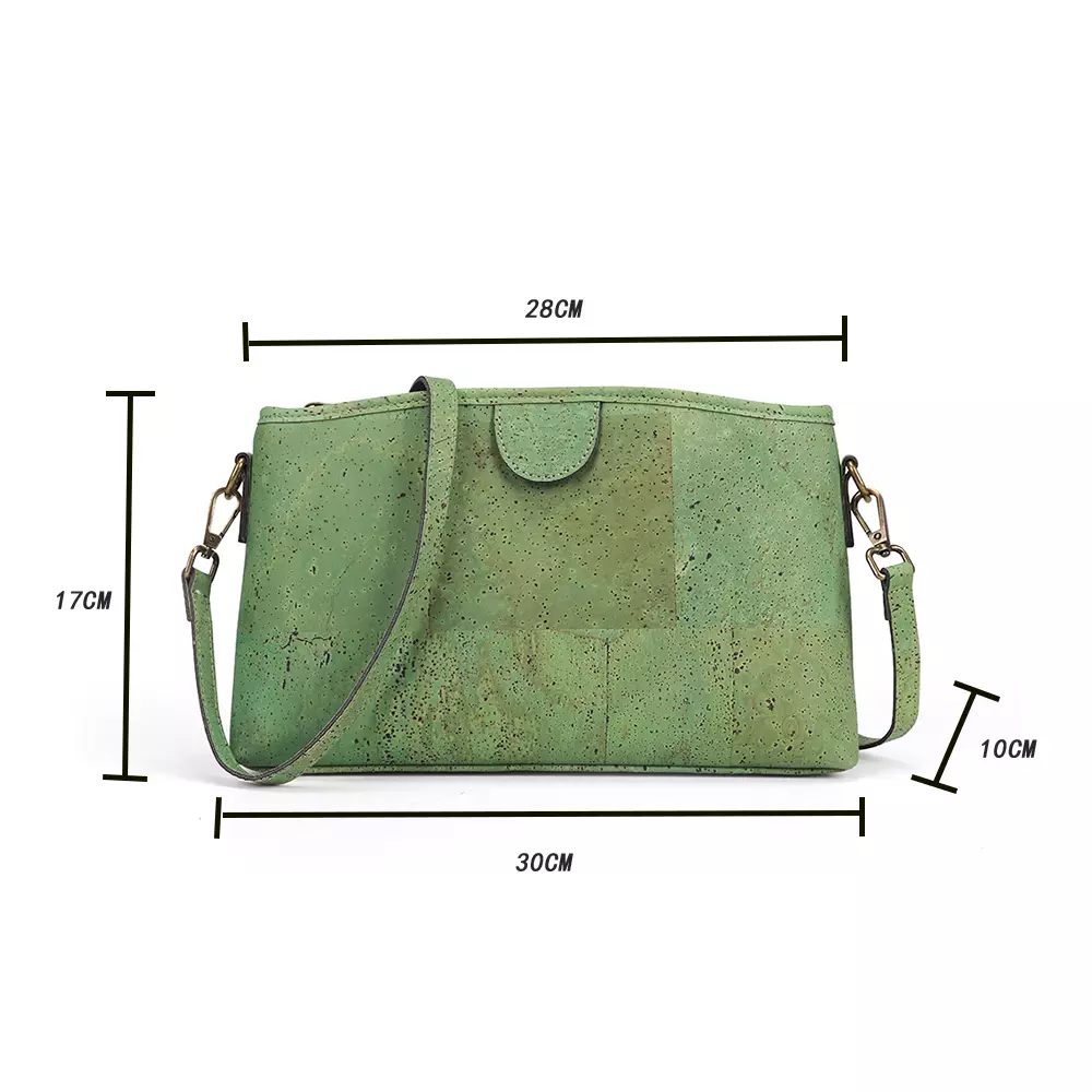 natural cork green bag with size
