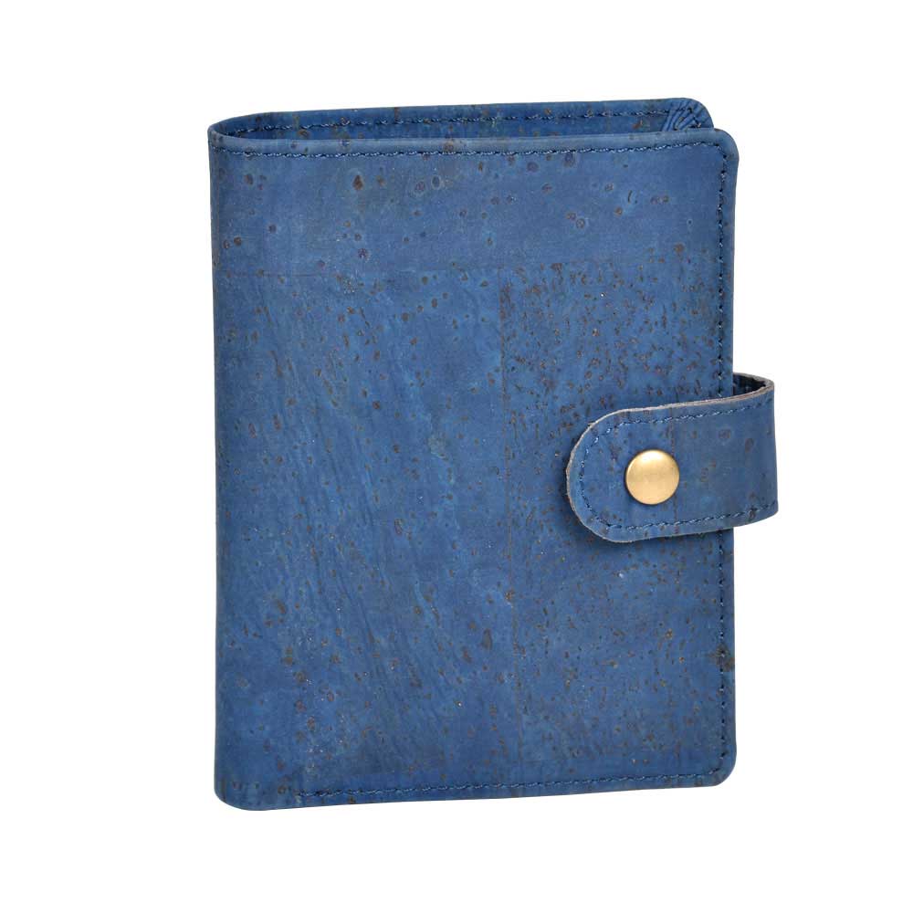 ブルー三つ折りコルク財布-4