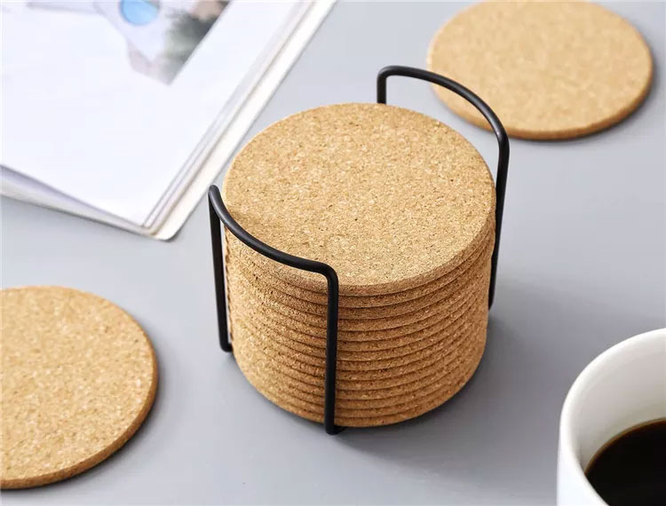 TAICHEUT 20 Pack 4 inch Cork Flower Shape Coasters, 2/5“ Thick Absorbent Coasters for Drinks, Natural Cup Coasters Bulk, Cork Plant Coasters for Hot